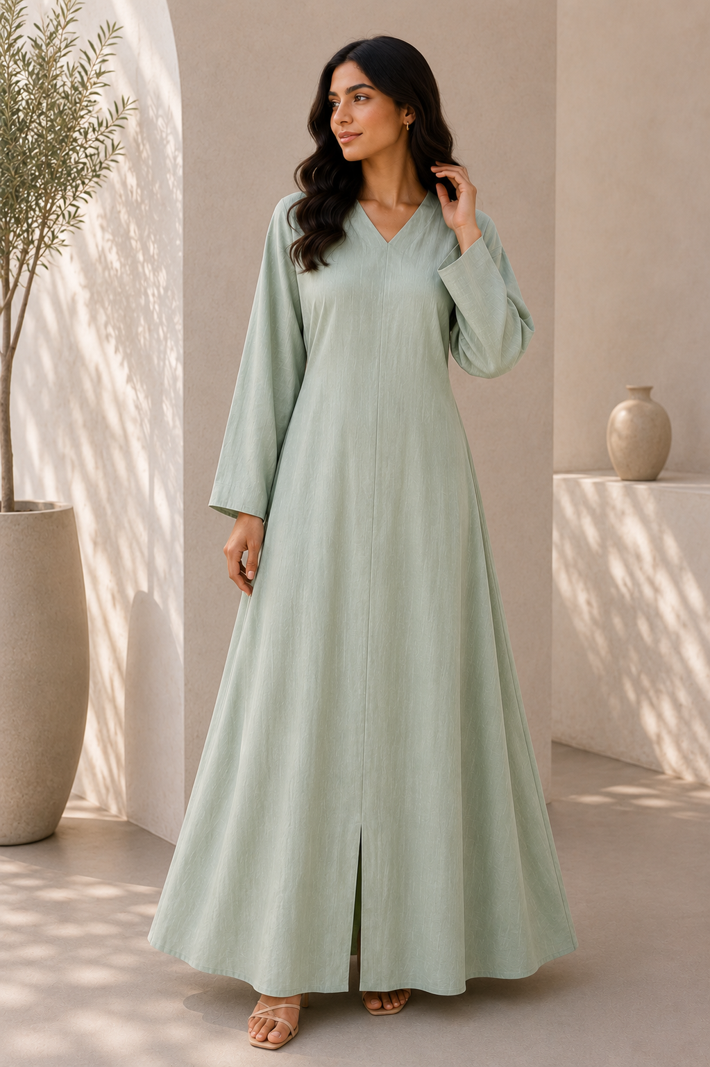 Mizaa Classic Linen Maxi Dress