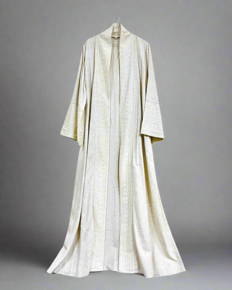 Mizaa Embroidered Linen Abaya Set
