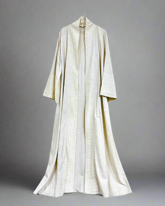 Mizaa Embroidered Linen Abaya Set