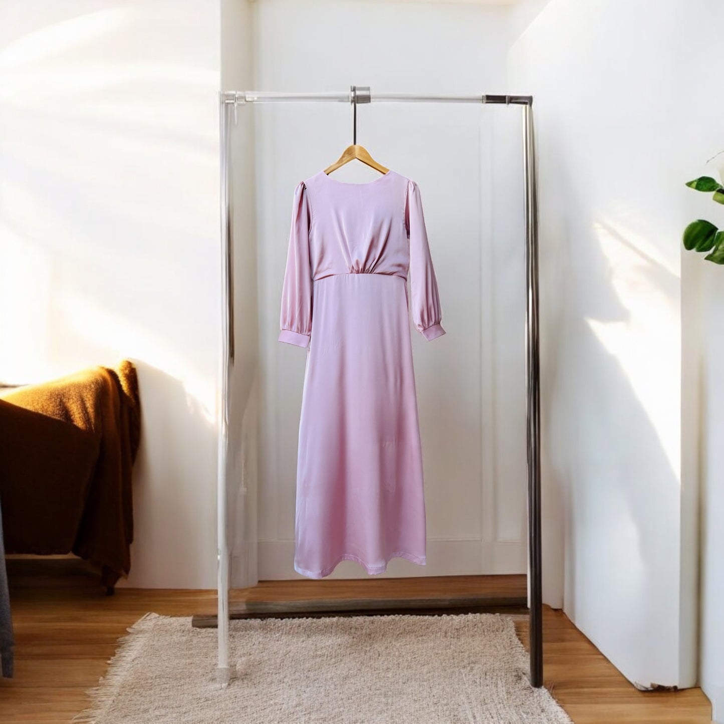 Mizaa Rose Pink Soft Touch Silk Dress