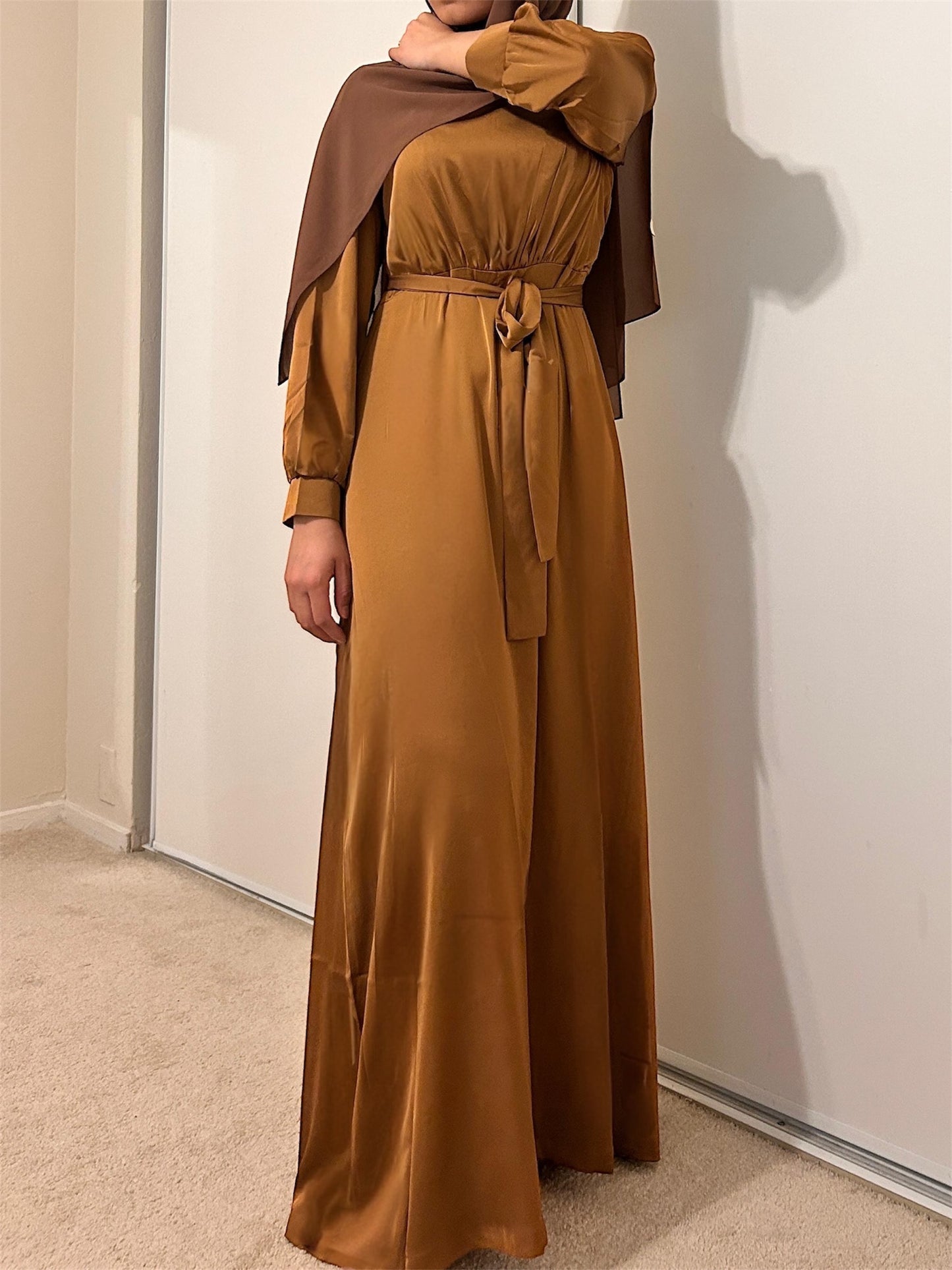 Mizaa Golden Soft Touch Silk Dress