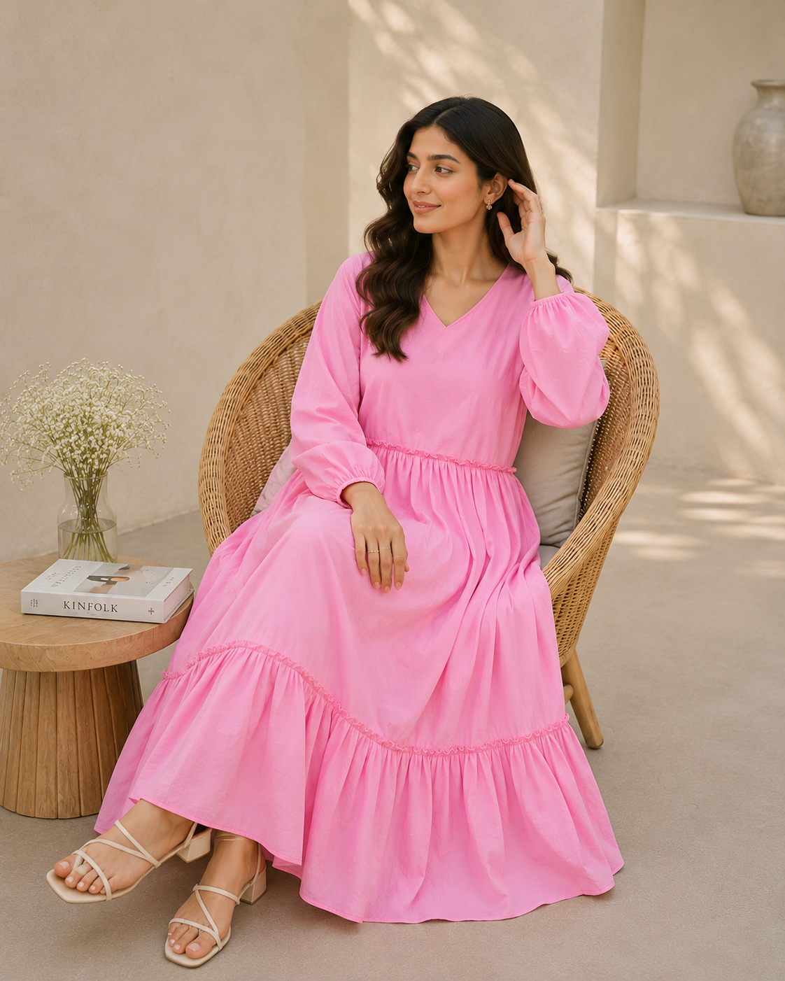 Mizaa Sweetpea Pink Cotton Dress