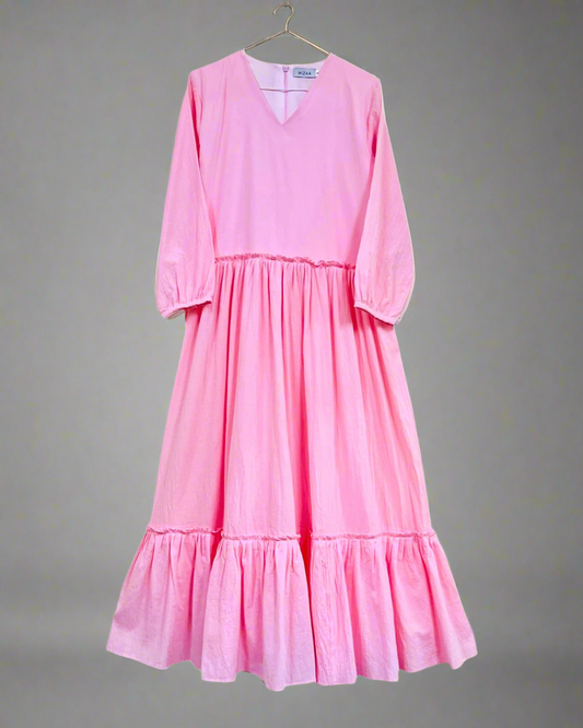 Mizaa Sweetpea Pink Cotton Dress