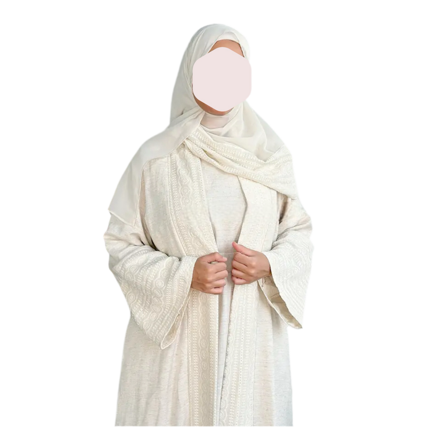 Mizaa Embroidered Linen Abaya Set